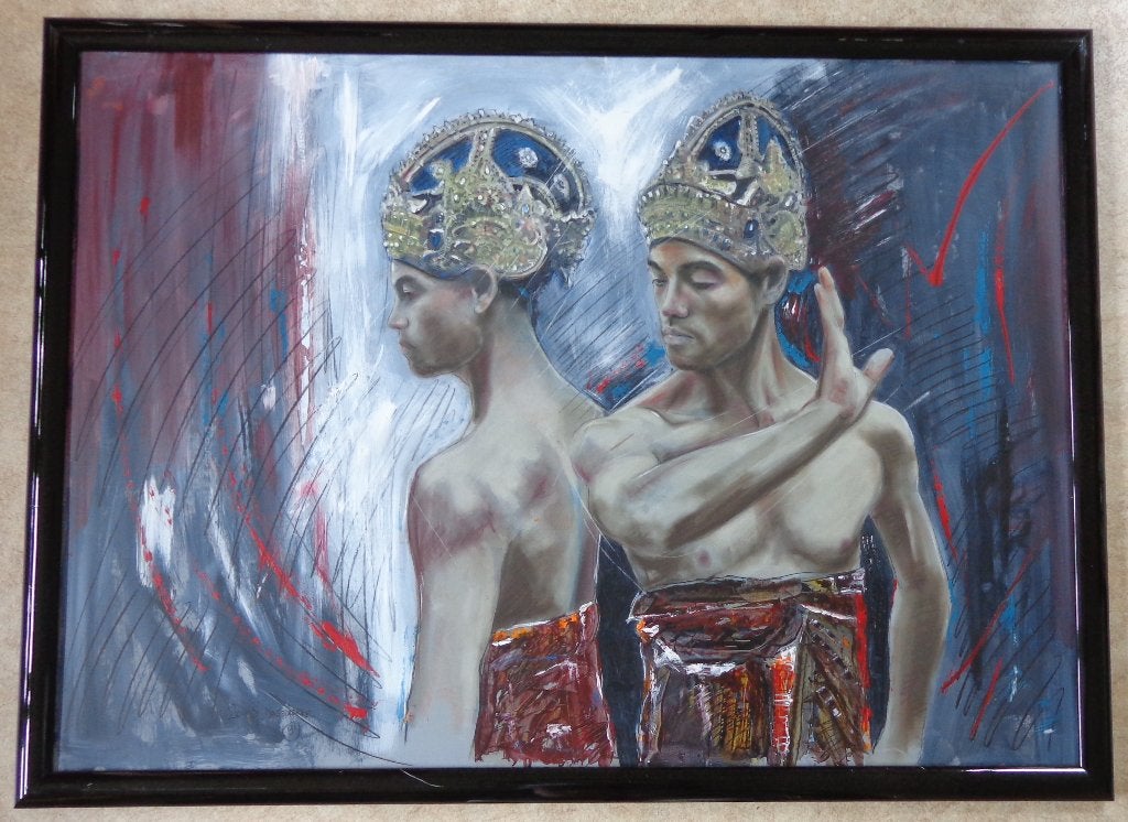LOUIS NAGELKERKE / BALINESE DANSERS / OLIEVERF / 109x149cm, Ophalen