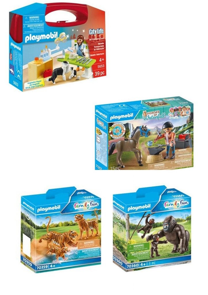PLAYMOBIL Veerats, hoefsmid, tijger, gorilla, Ophalen of Verzenden, Nieuw, Complete set