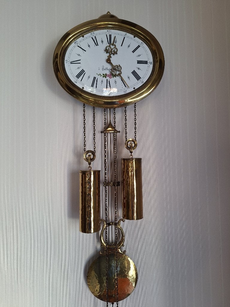 Wandklok, Ophalen, Goud, Analoog, Zo goed als nieuw
