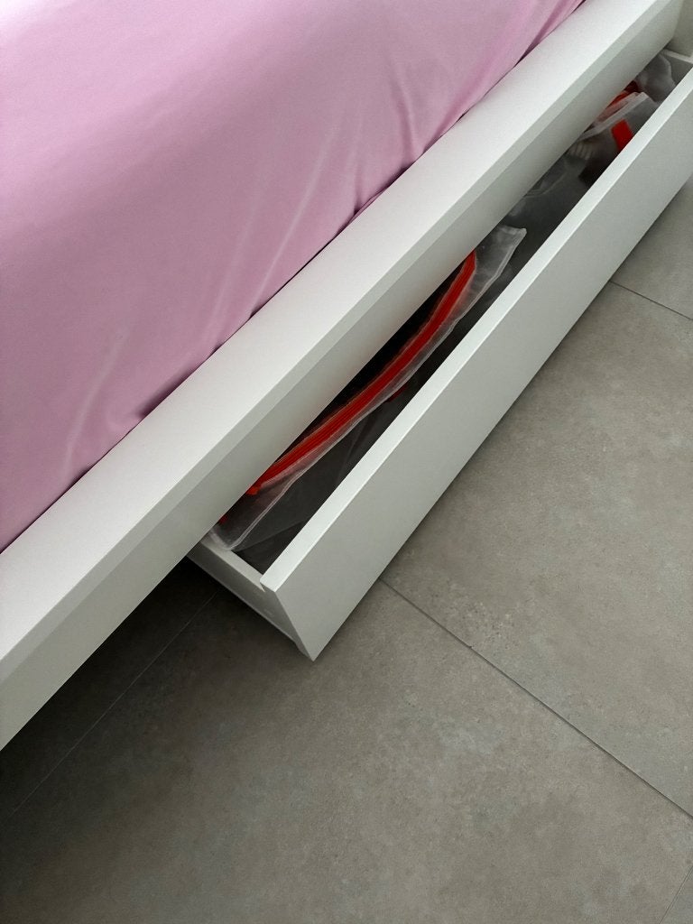 MALM IKEA BED 180x200 + MATRAS, Ophalen, Wit, 180 cm, 200 cm
