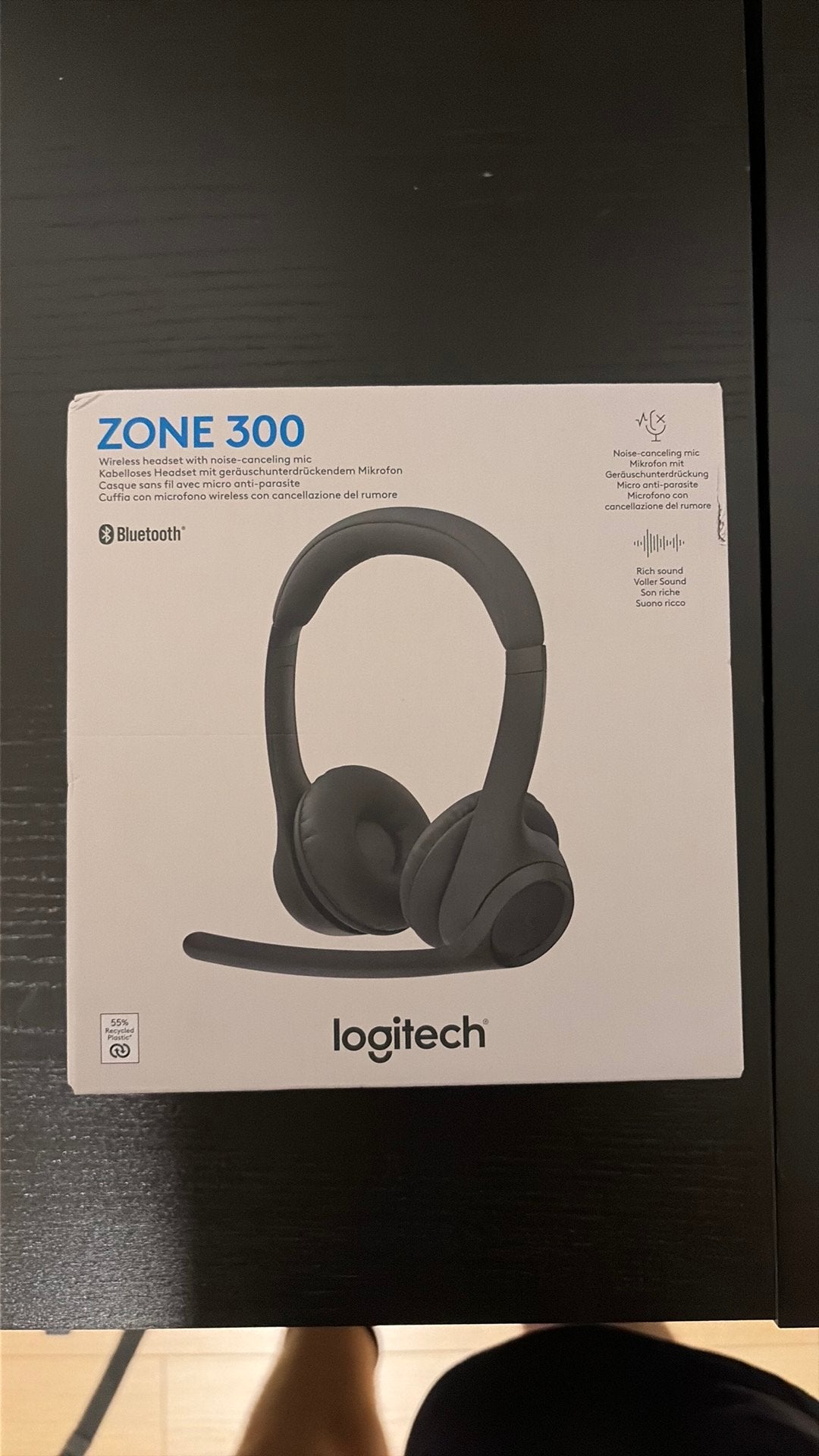 Logitech Zone 300 Draadloze Bluetooth Headset – Zwart, Informatique & Logiciels, Casques micro, Neuf, Over-ear, Sans fil, Fonction muet du microphone