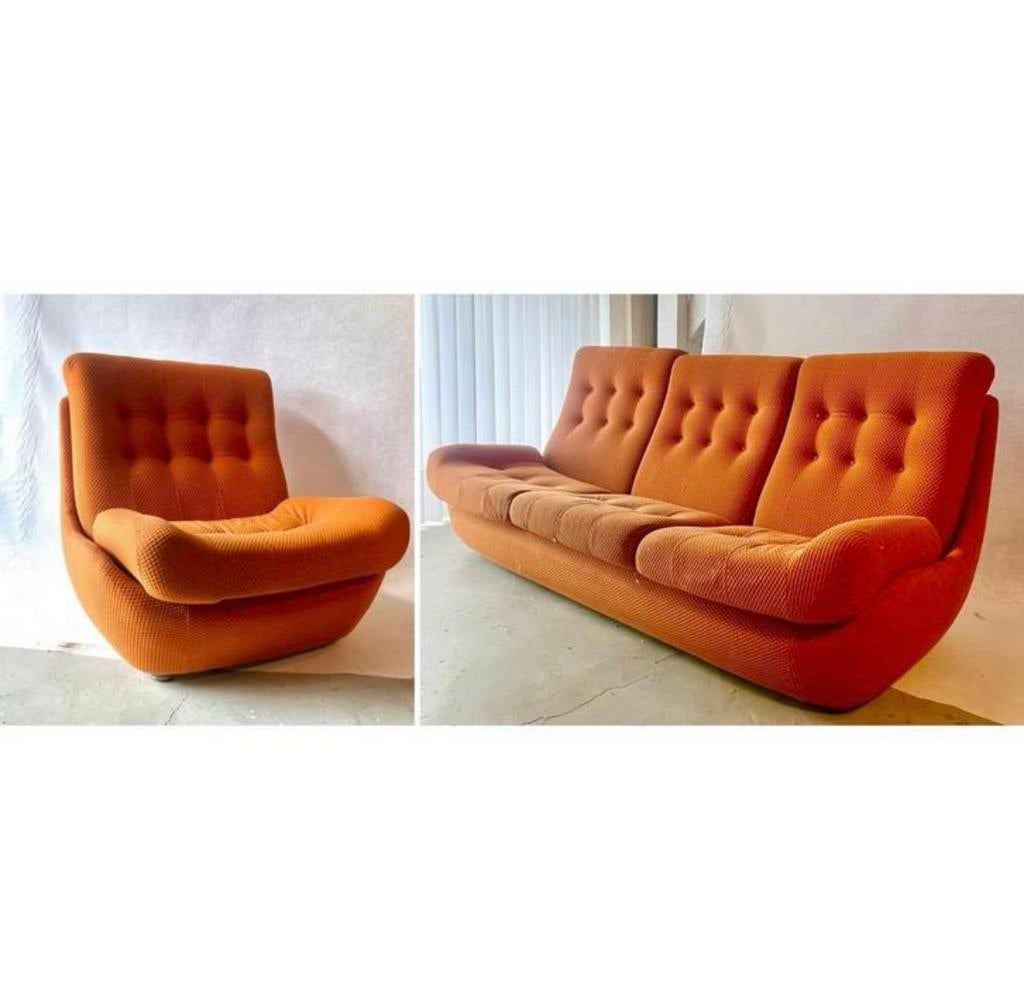 Vintage/retro Zetel/sofa/woonkamerset Atlantis Jitona 1970, Huis en Inrichting, Ophalen, Stof