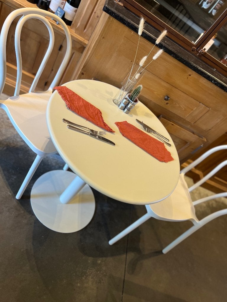 Bistro tafeltje met 2 stoelen, Jardin & Terrasse, Tables de jardin, Enlèvement, Comme neuf, Rond