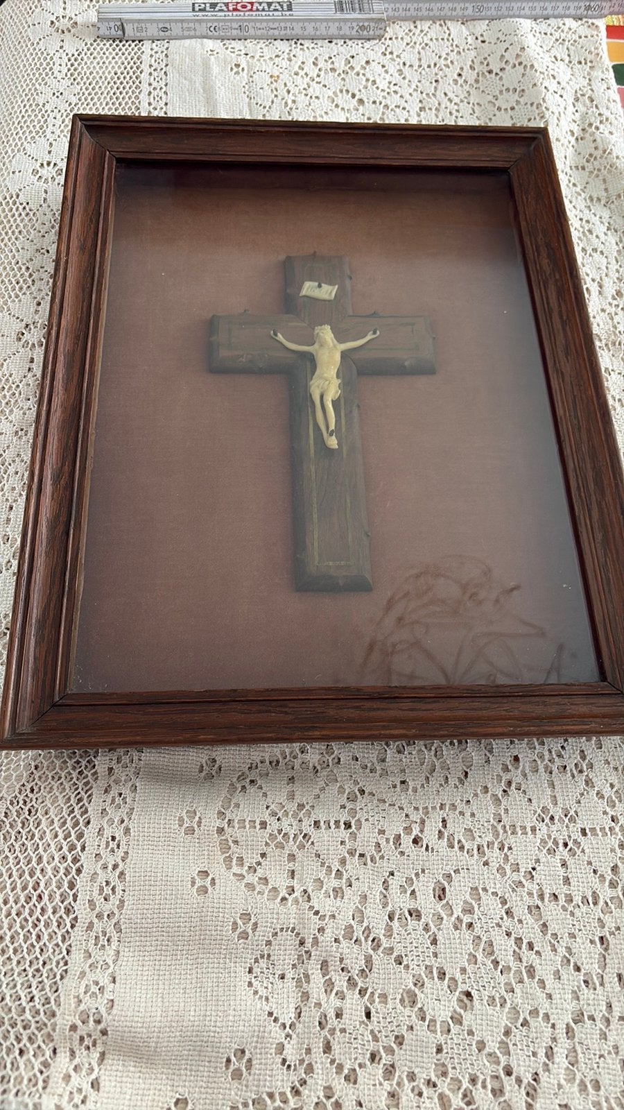 Très ancien cadre avec Jésus sur la croix, Enlèvement, Utilisé