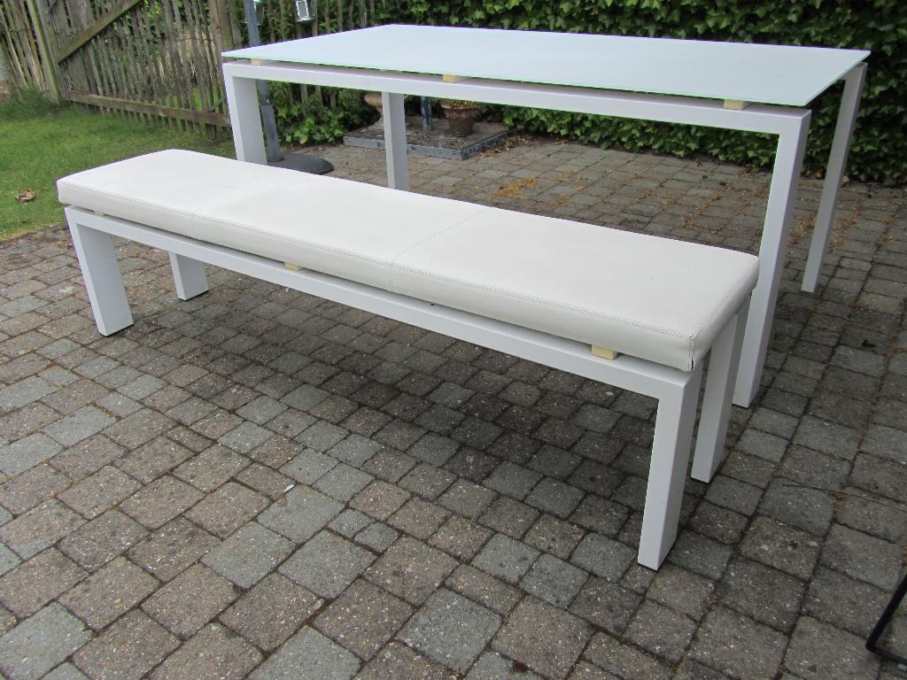 Joli tuintafel/binnentafel met Matilux glas - wit 180x90, Huis en Inrichting, Ophalen, Gebruikt, Glas, Design