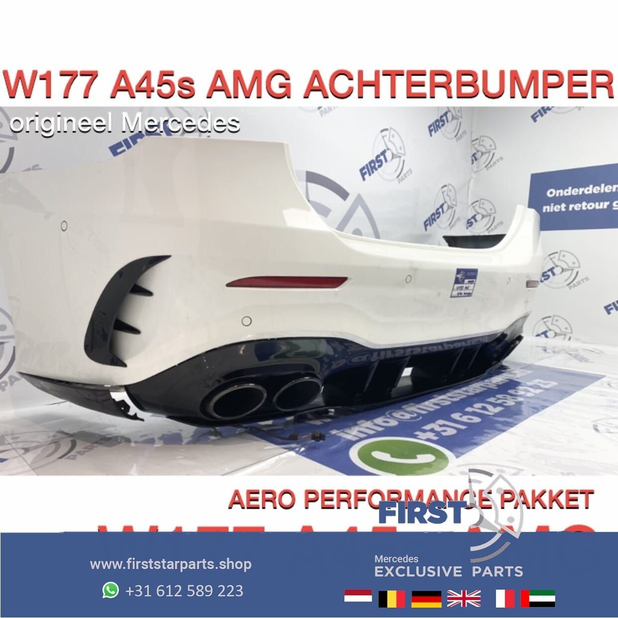 V177 W177 A KLASSE SEDAN 2021 A45 S AMG ACHTERBUMPER WIT AER, Gebruikt, -, Ophalen of Verzenden, Achter