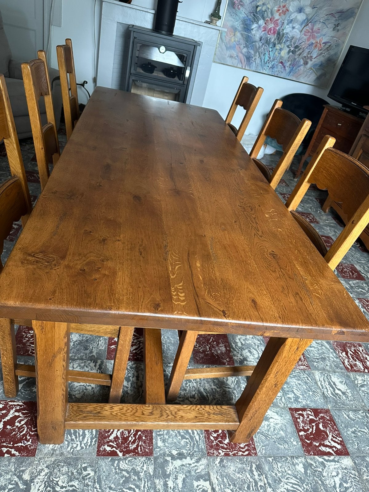 Table en chêne massif et chaises, Enlèvement, Comme neuf
