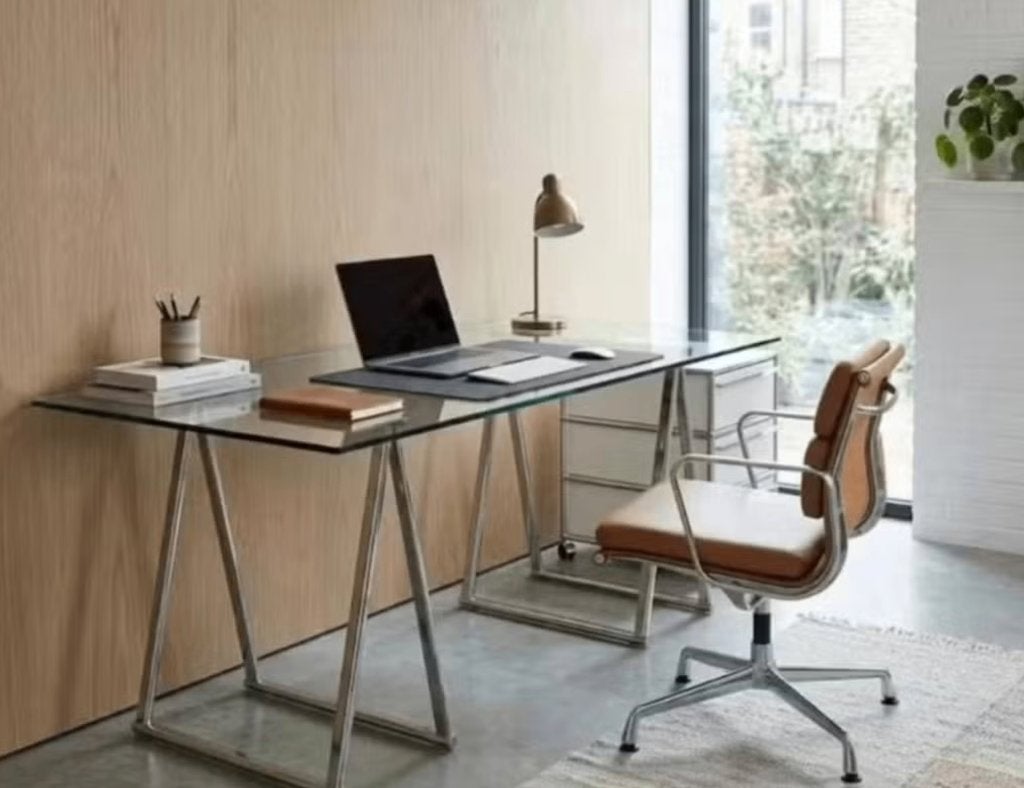 bureau Trestle Desk, Ophalen, Gebruikt, Grijs, Modern