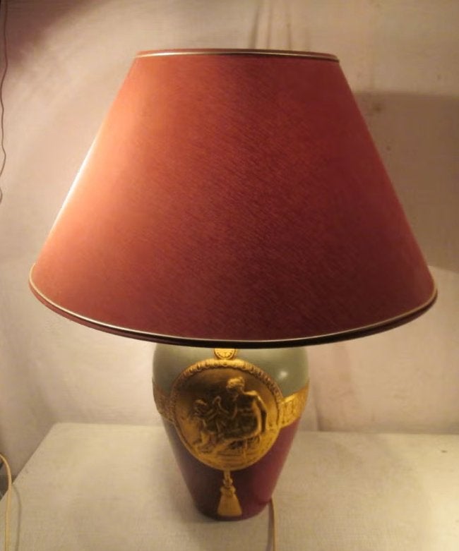 Belle lampe de table rétro en poterie avec abat-jour, 72 cm, Enlèvement ou Envoi, Maison et Meubles