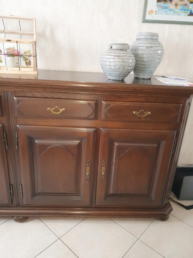 Complete Eetkamer in Donker Volhout, Ophalen, Gebruikt, Rustiek, 4 tot 6 stoelen