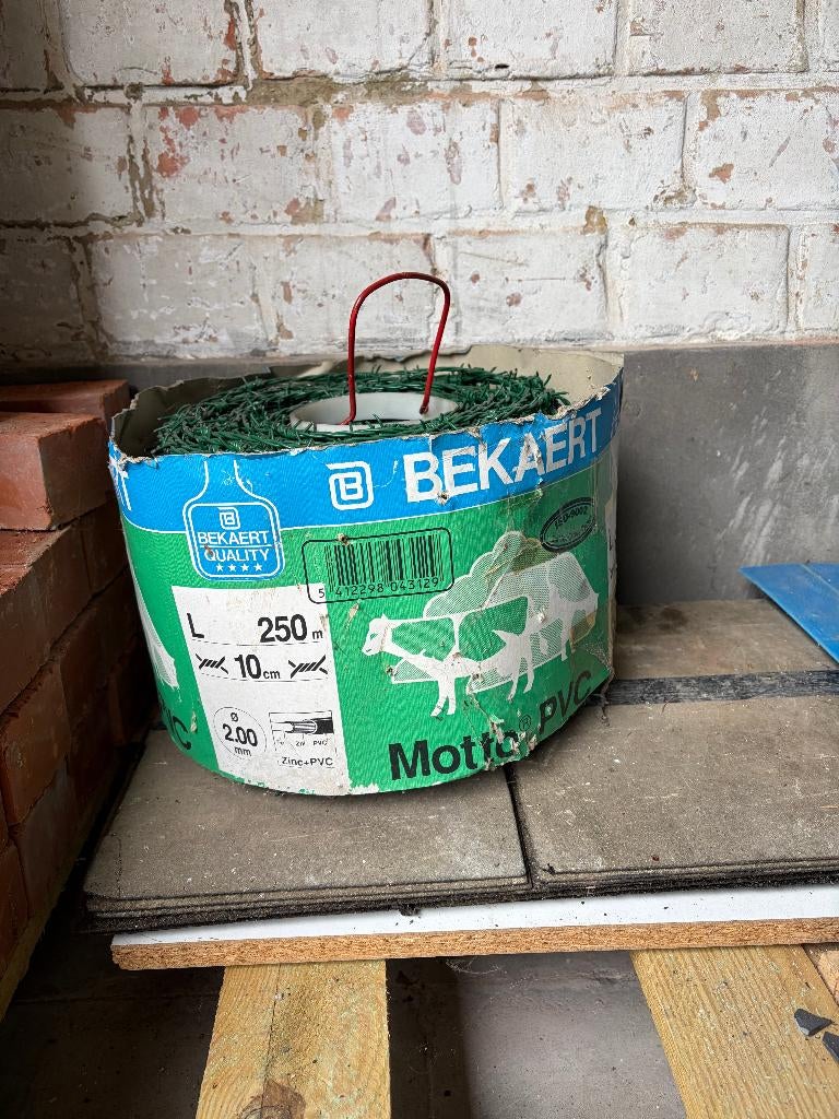 FIL BARBELÉ - VERT PLASTIFIÉ - 250M - BEKAERT, Jardin & Terrasse, Clôtures de jardin, Enlèvement, Neuf, Fer, Autres types
