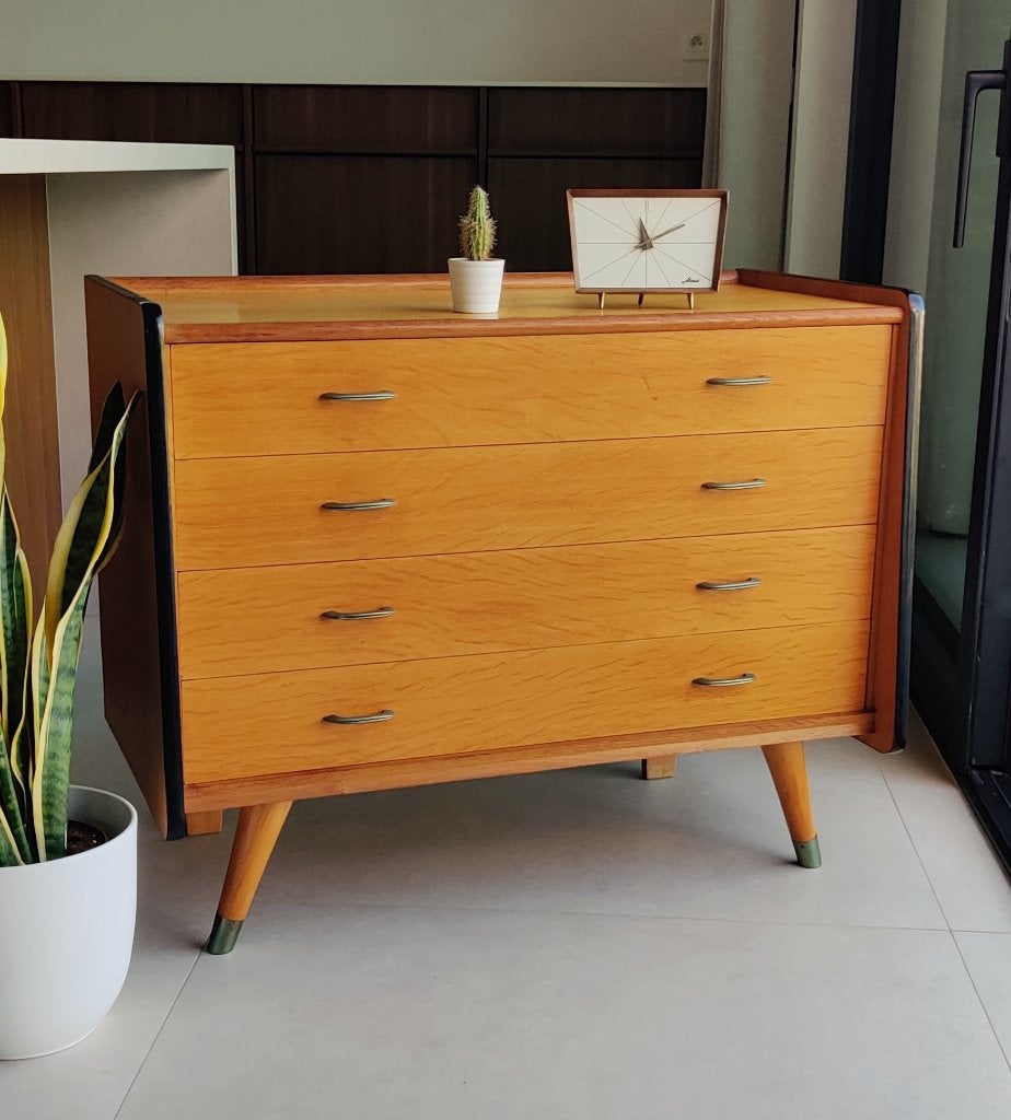 Prachtige vintage ladekast (4 lades), Ophalen, Zo goed als nieuw
