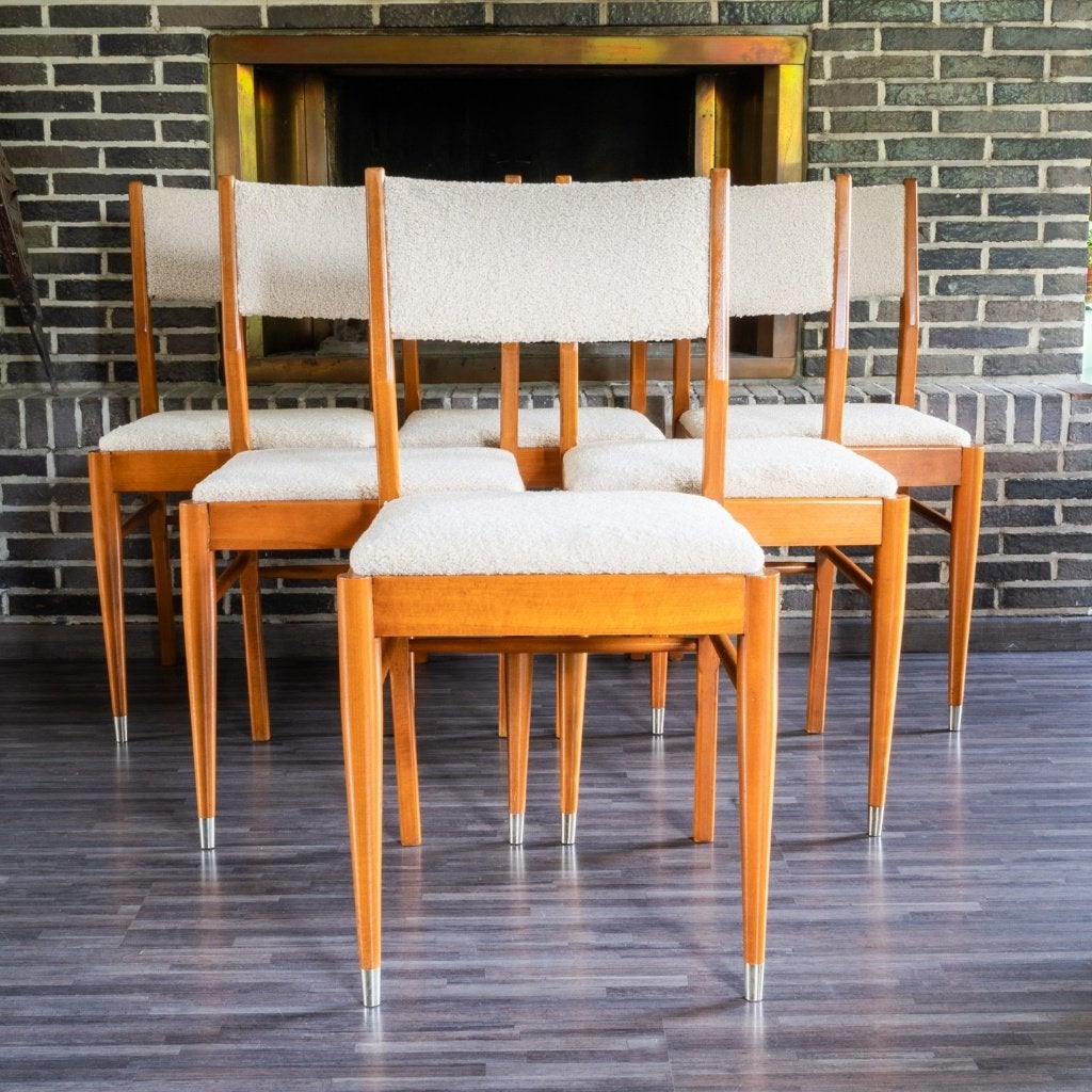 Lot de 6 chaises vintage Mid-Century, Maison & Meubles, Chaises, Mid-Century Modern / Scandinavian style, Bois, Brun, Enlèvement