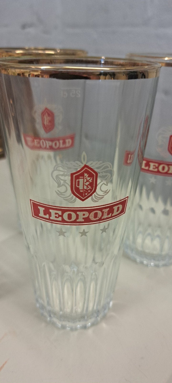 een vintage Leopold bierglas van 25 cl, Ophalen of Verzenden, Zo goed als nieuw, Bierglas