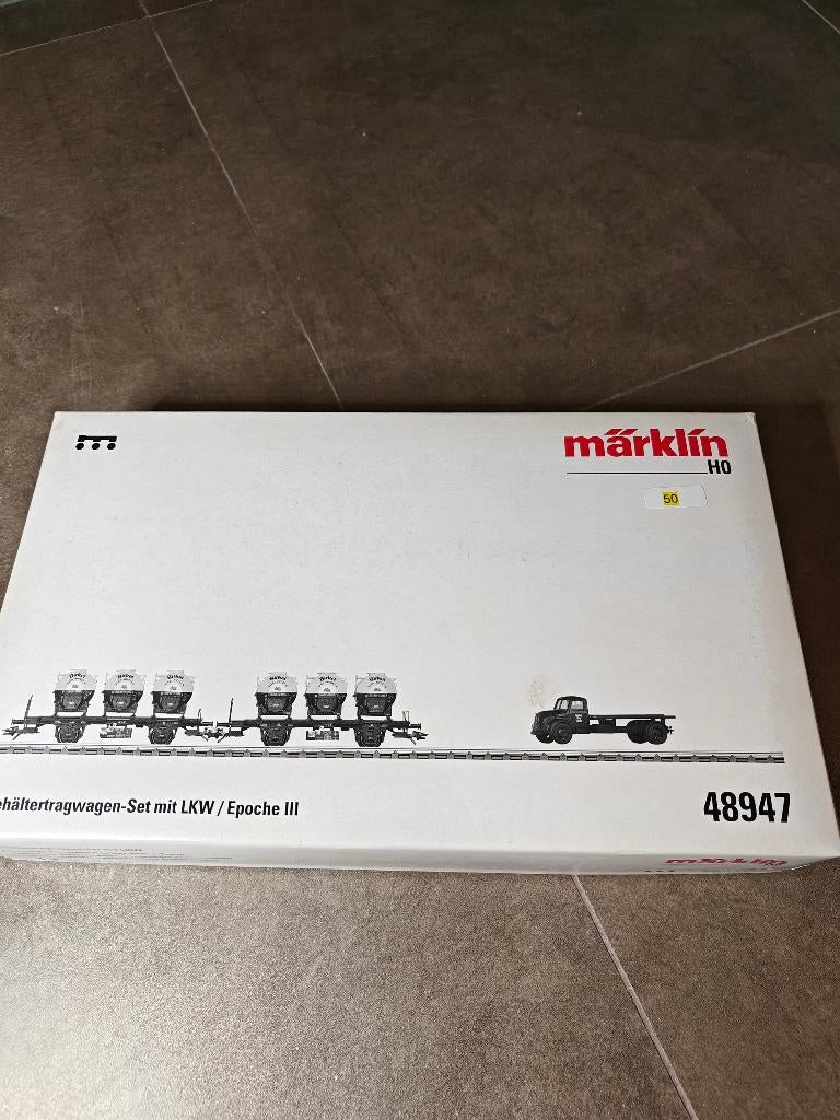 wagons porte-conteneurs Marklin 48947 avec camion, Neuf, Enlèvement ou Envoi, Courant alternatif, Wagon