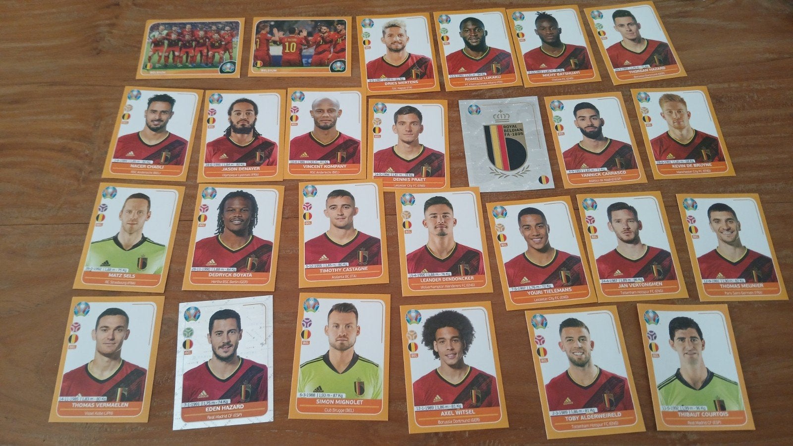26 sticker equipe belgique euro 2020 complet, Enlèvement ou Envoi, Neuf, Plusieurs autocollants
