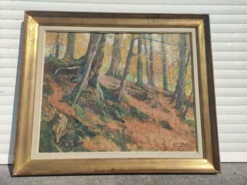 huile sur toile sous bois signe Edouard ROMBAUX, Ophalen of Verzenden