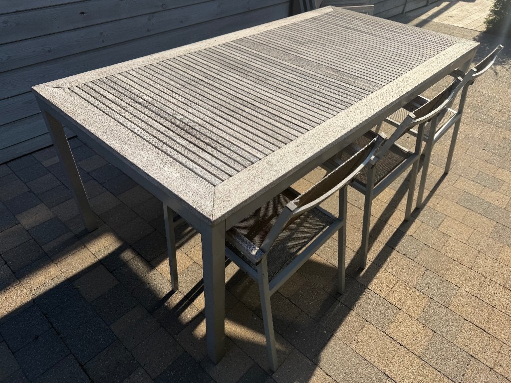 tuintafel hout met aluminium, Ophalen, Gebruikt, Rechthoekig, Aluminium