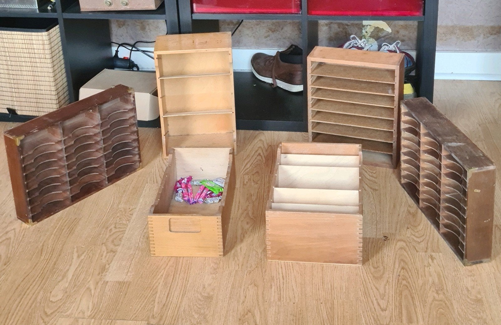 classeur vintage en bois lot  de 6 prix pour le lot, Maison & Meubles, Accessoires pour la Maison | Coffres, Enlèvement ou Envoi