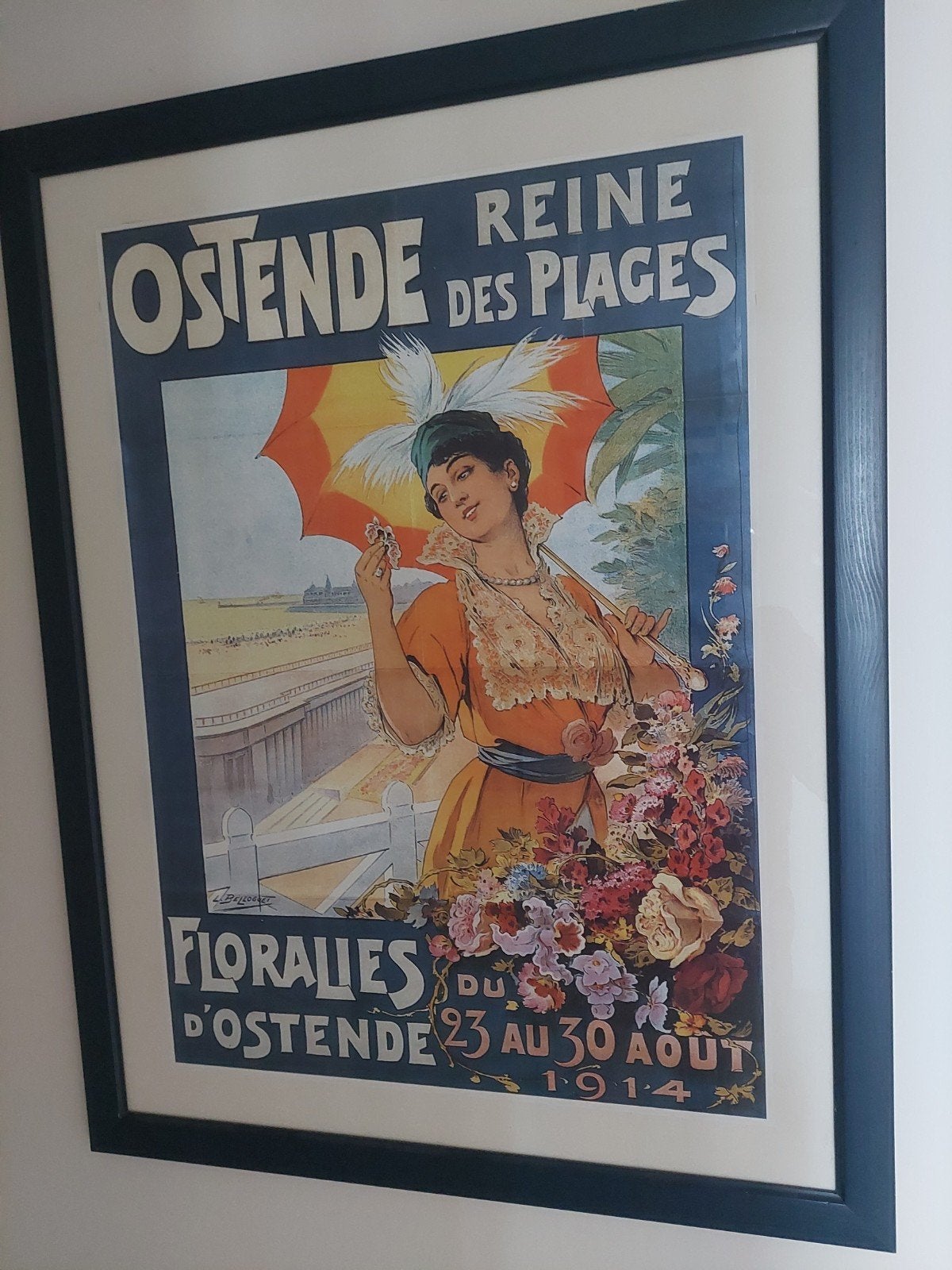 Reine du plages  Oostende  poster, Neuf, Publicité, Rectangulaire vertical, Avec cadre