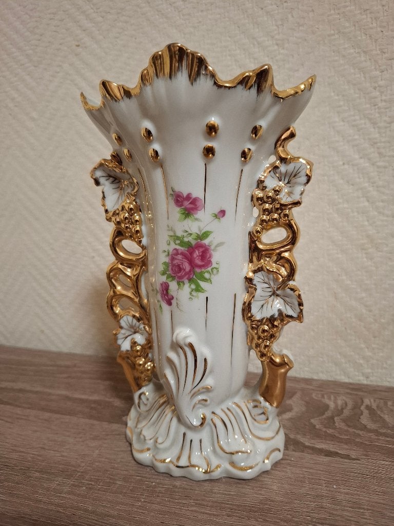 Antieke porseleinen bruidsvaas / cornetvaas, Antiek en Kunst, Ophalen of Verzenden