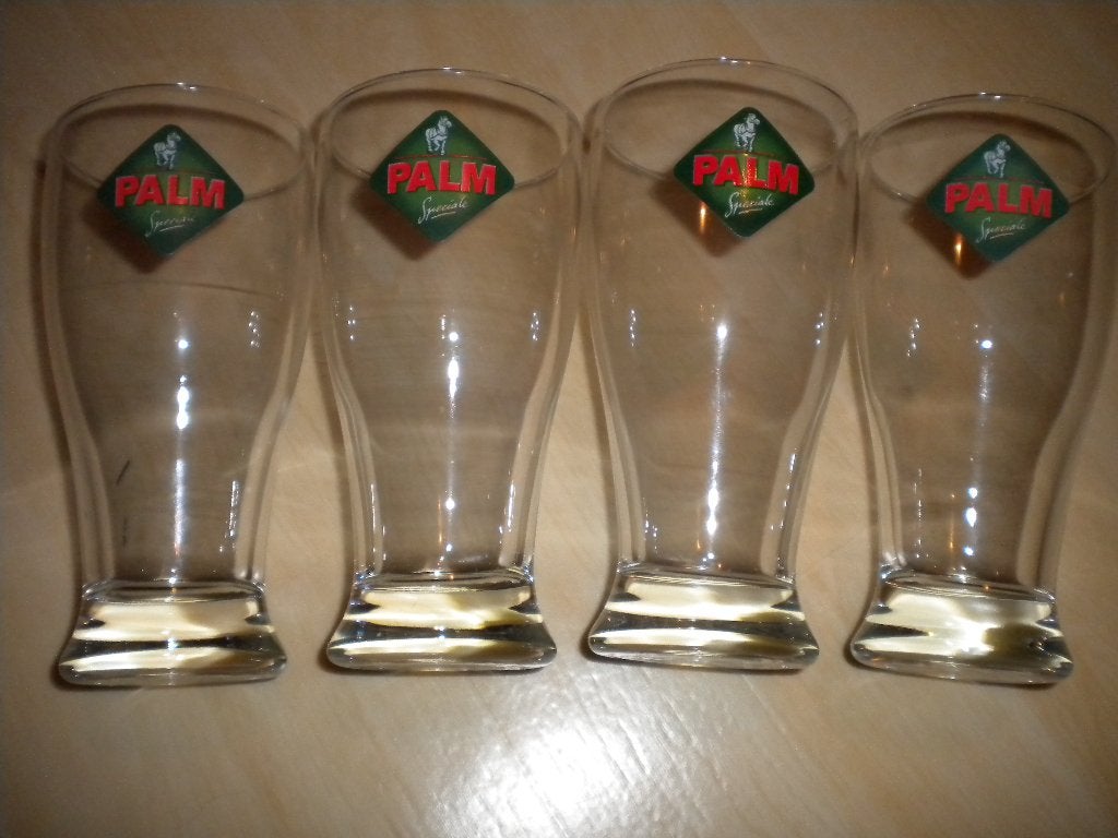Bierglazen : Palm 4st., Verzamelen, Ophalen, Zo goed als nieuw, Glas of Glazen, Palm