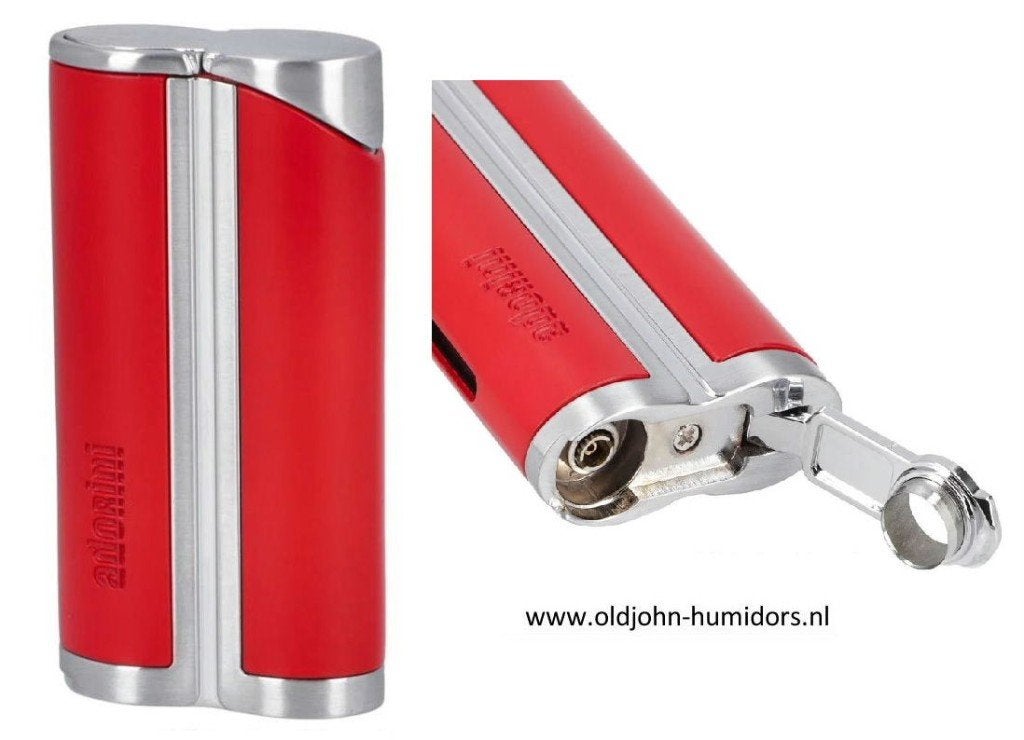 ADORINI   SIGAARAANSTEKER JETFLAME RED/SILVER + BOOR  sas28, Ophalen of Verzenden, Nieuw, Aansteker