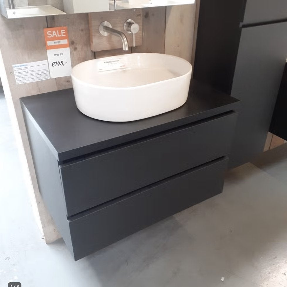 SALE! Badmeubel, Mat zwart, 80cm, 2 Lades, Sanitair, Orsa 80, Enlèvement ou Envoi, Neuf, Noir