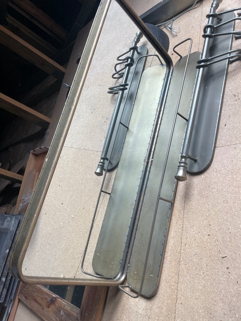 Metalen spiegel, Huis en Inrichting, Woonaccessoires | Spiegels, Ophalen, Rond, Zo goed als nieuw, 75 tot 100 cm