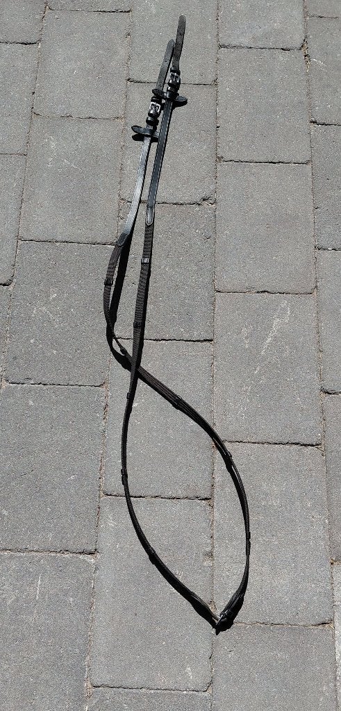 Zwarte teugels webband met lederen stops COB, Ophalen of Verzenden, Cob, Teugels, Zwart