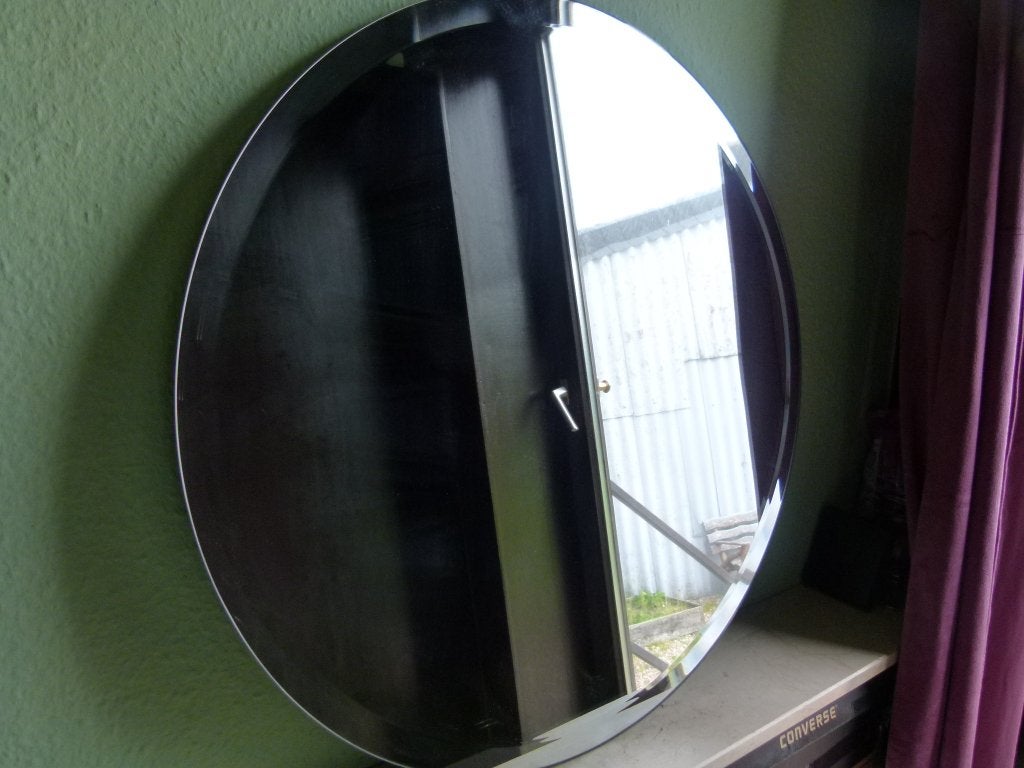 vintage ronde spiegel 70er jaren stukprijs, Huis en Inrichting, Woonaccessoires | Spiegels, Ophalen, Gebruikt, Rond, Minder dan 100 cm