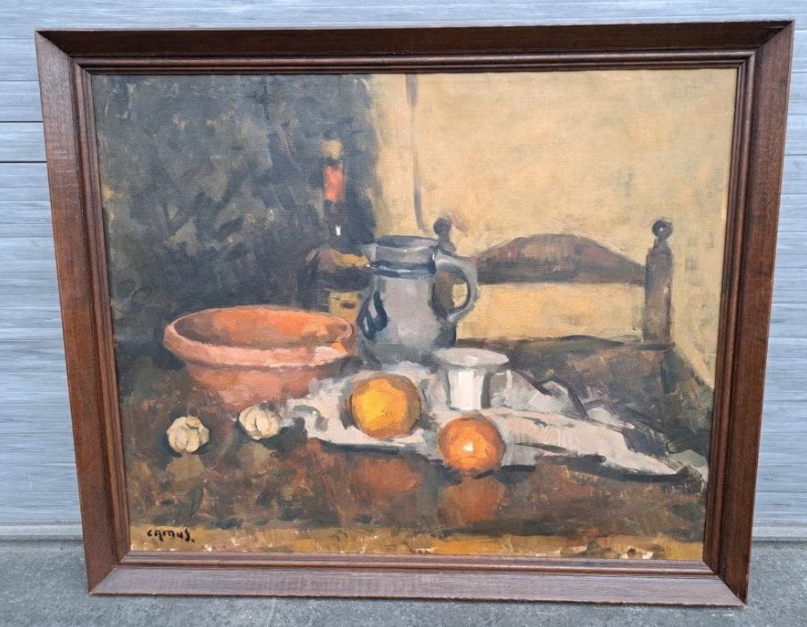 huile sur toile nature morte signe gustave camus, Enlèvement ou Envoi, Expressionniste, Dessin, Toile