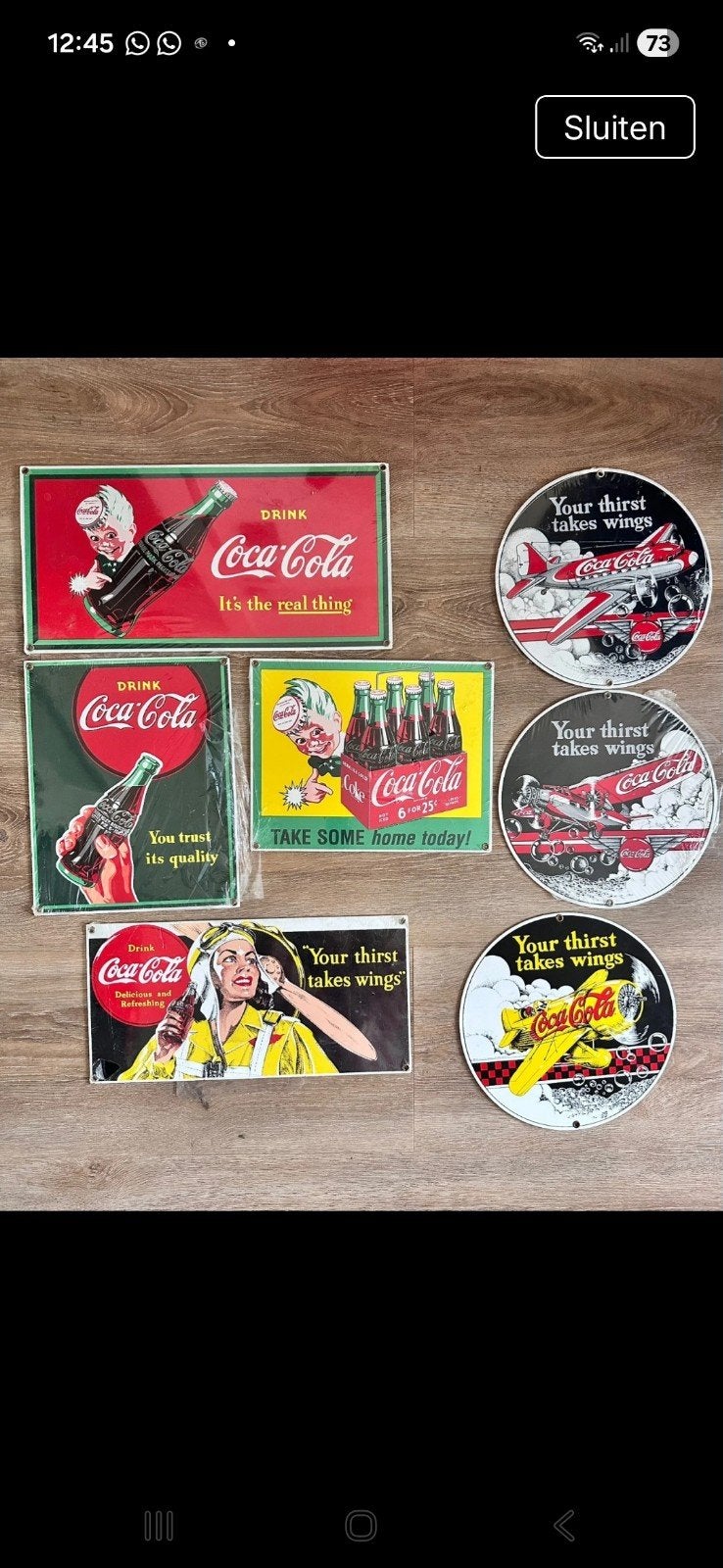 email reclame borden coca cola, Ophalen of Verzenden, Zo goed als nieuw, Reclamebord