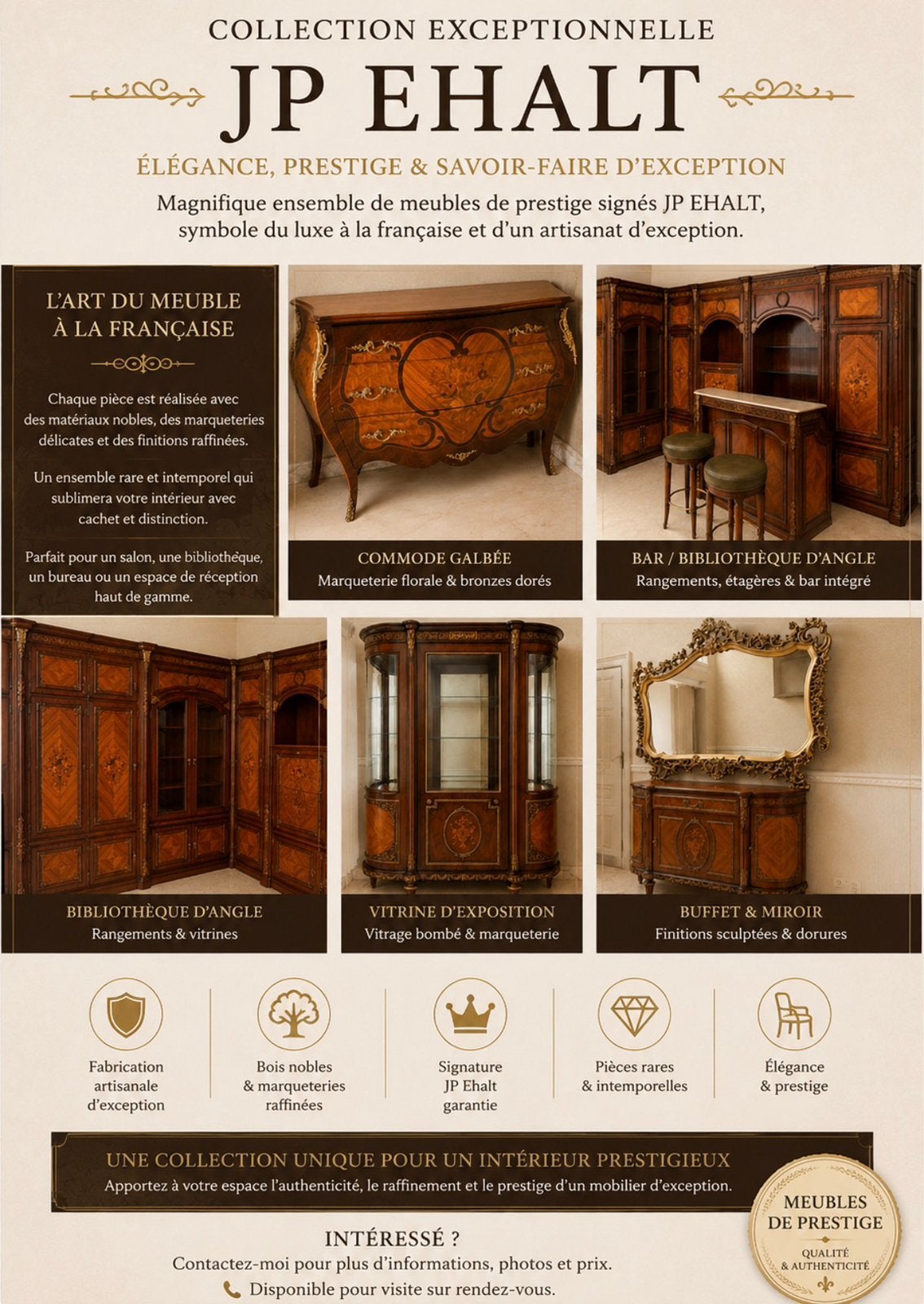 Meubles de prestige signé JP EHALT, Ophalen