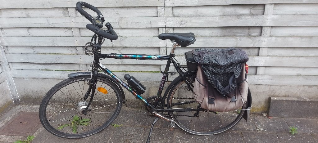 Minerva Tracking Elektrische Herenfiets – Topaccu + Tassen, Fietsen en Brommers, Ophalen, Gebruikt, 50 km per accu of meer, Overige merken