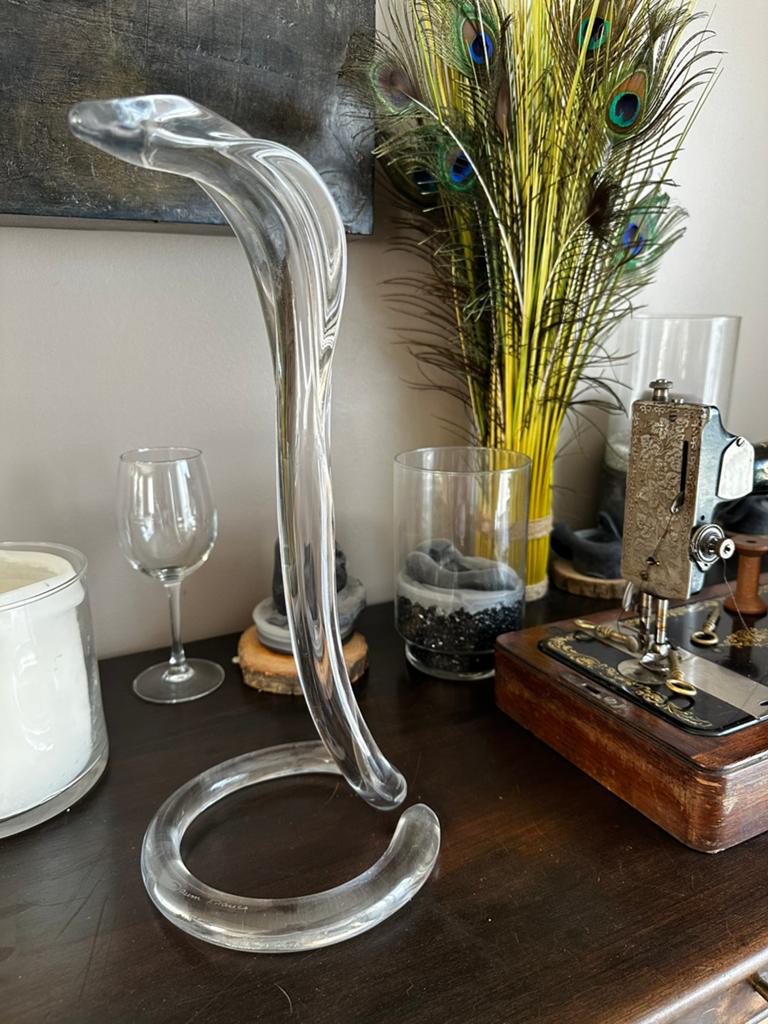 DAUM Magnifique Cobra cristal étiré mid century, Envoi