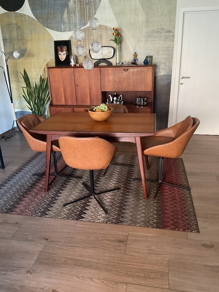 Eetkamerstoelen leder, Ophalen, Bruin, Leer, Zo goed als nieuw