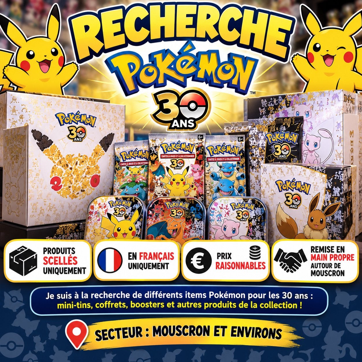 Recherche produits Pokémon 30 ans, Hobby & Loisirs créatifs, Enlèvement, Neuf, Plusieurs cartes