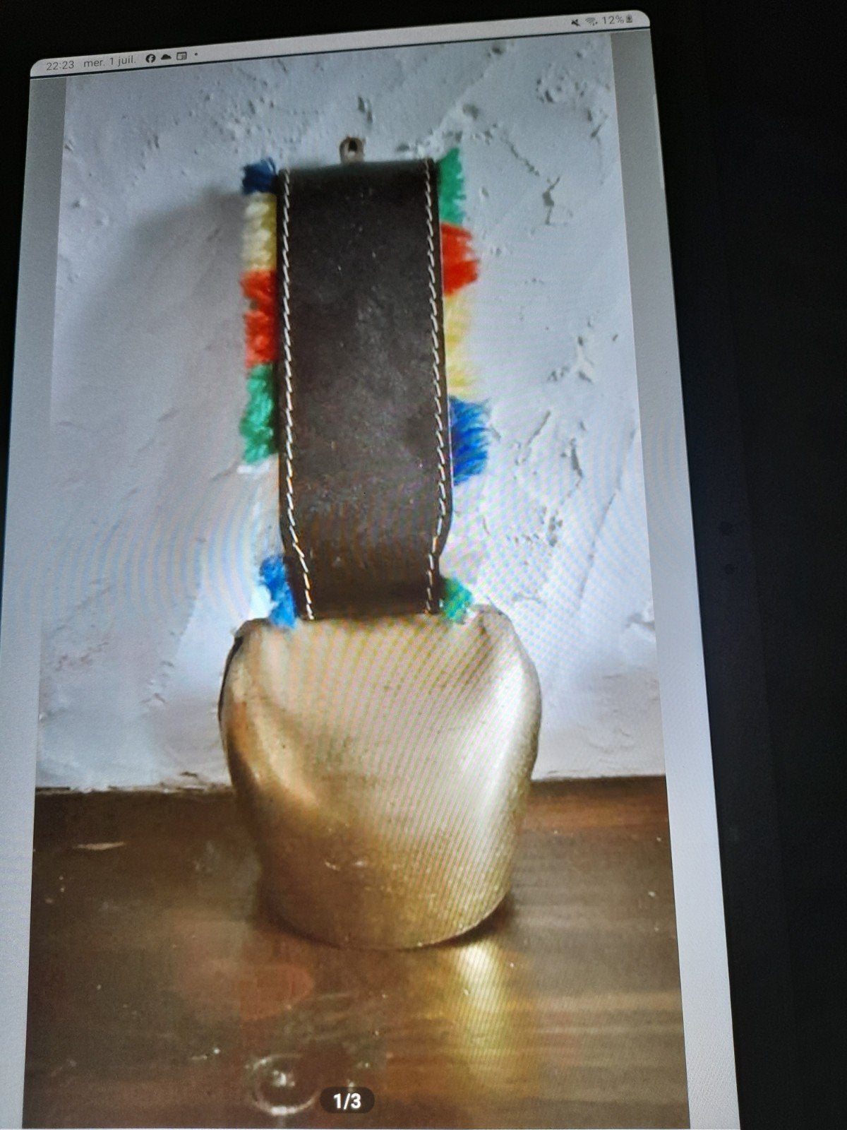 Koperen bel met clip, om op te hangen of om te zetten, Antiek en Kunst