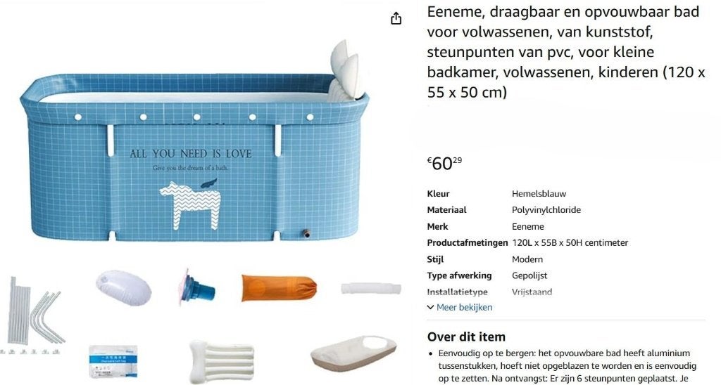 Zitbad - Ligbad - Opvouwbaar Bad -, Ophalen, Zo goed als nieuw