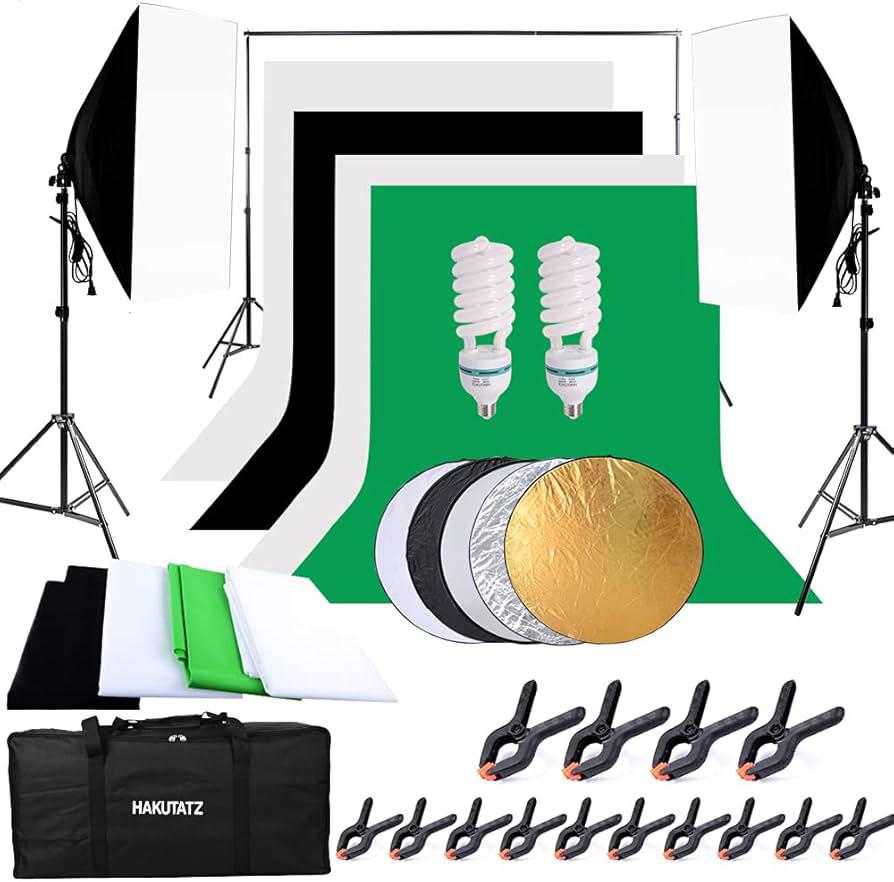 HAKUTATZ ProPhoto Studio Kit- Verlichting en 4 achtergronden, Ophalen, Nieuw, Complete fotostudio
