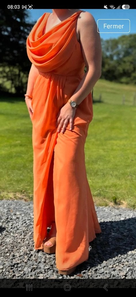 Robe de cérémonie, soirée, Missac, Maat 42/44 (L), Oranje, Ophalen of Verzenden