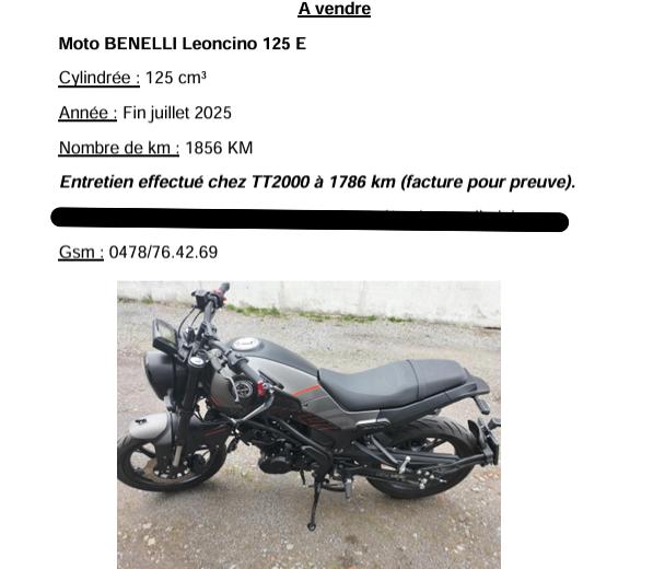A vendre moto Benelli Leoncino 125 E, Motos, Particulier
