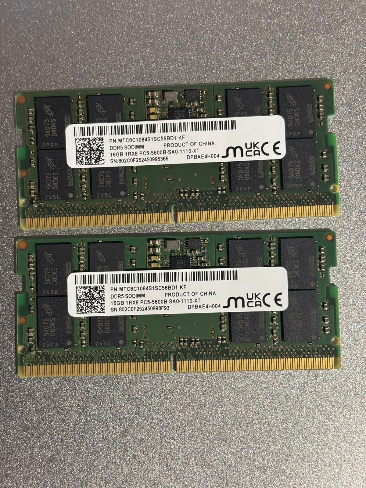 Micron 32GB kit ddr5 sodimm 2X16GB 5600, Informatique & Logiciels, Enlèvement ou Envoi, Comme neuf, DDR5, Laptop