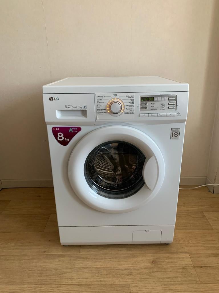 Machine à laver A+++ -10% LG 8kg, Electroménager, Lave-linge, 1200 à 1600 tours, 85 à 90 cm, Chargeur frontal, Enlèvement