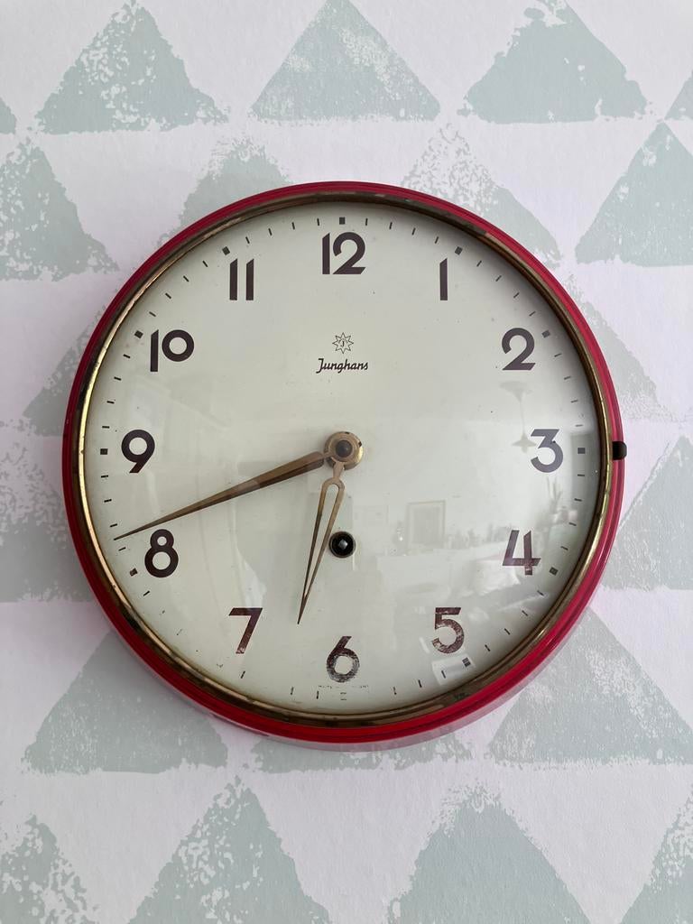 Junghams wandklok retro jaren 60, Ophalen of Verzenden, Zo goed als nieuw, Wandklok