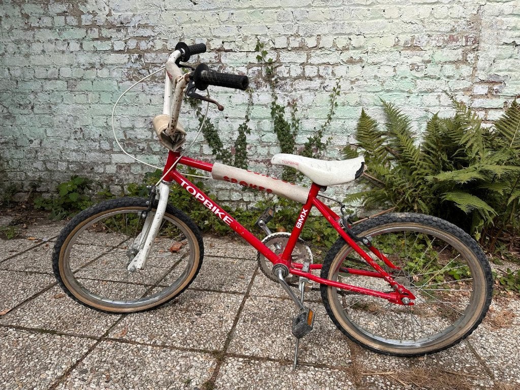 velo vintage bmx, top bike. rouge, blanc. 20 pouces, Frein sur jante, Enlèvement, Utilisé, Top bike