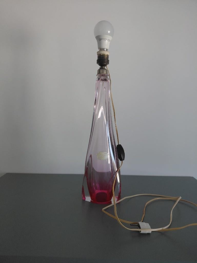 Val Saint Lambert tafellamp kristal roze XXL 45 cm, Antiek en Kunst, Ophalen of Verzenden