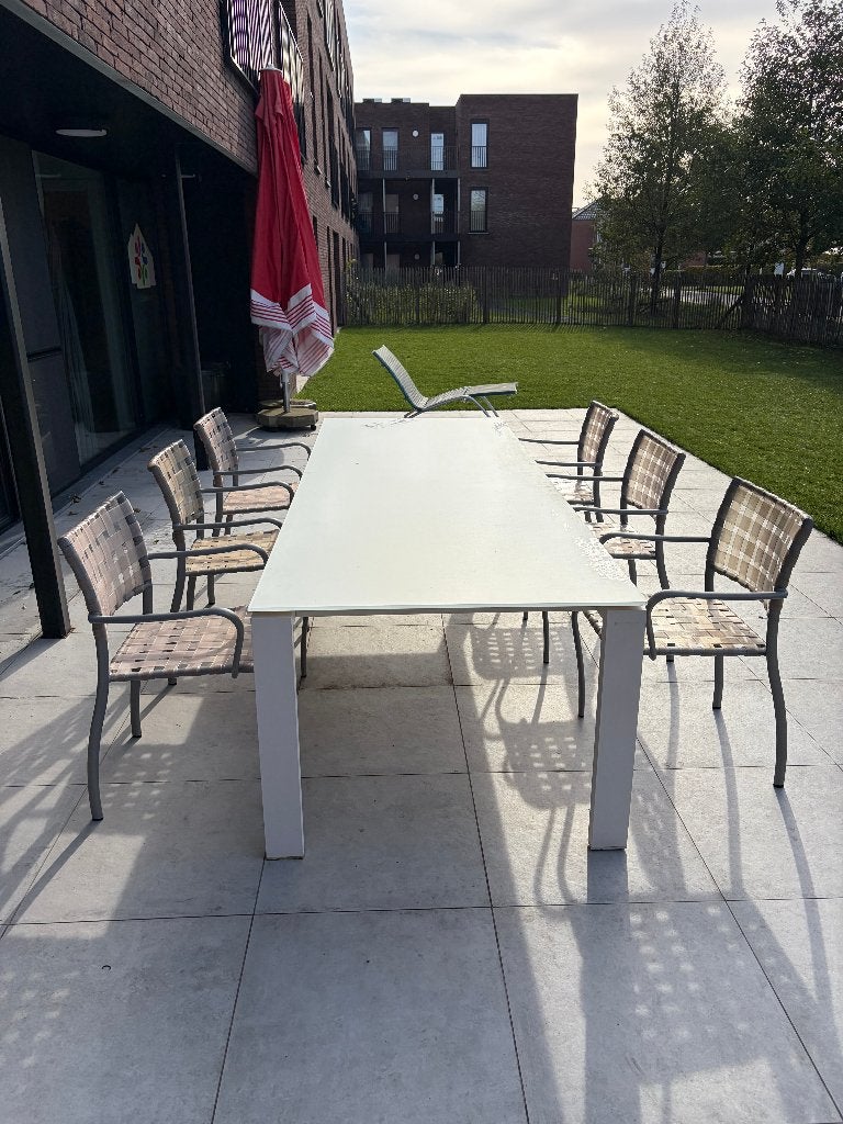 6 design tuinstoelen gervasoni Inout 824 Paola Navone, Ophalen, Zo goed als nieuw, Aluminium, Stapelbaar