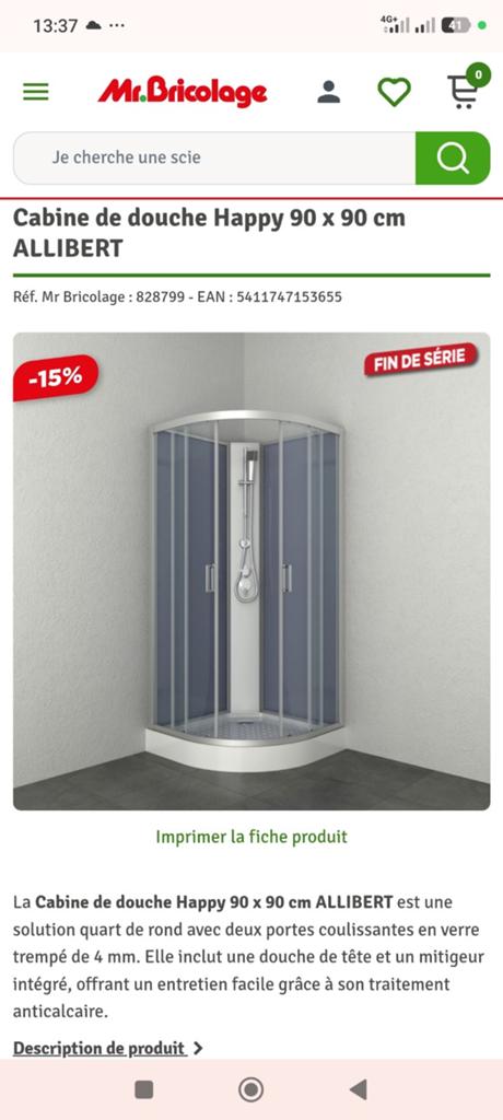 Cabine de douche, Enlèvement
